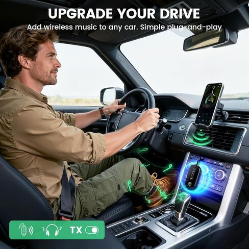 Dual Link Airplane Bluetooth 5.4 Transmitter & Receiver 2-in-1 Bluetooth Adapter Airplane Travel Essentials Wireless Receiver 3.5MM AUX Jack Adapter on TV/Flight/Gym/Car Stereo in Saudi Arabia