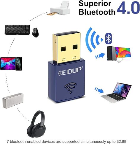 محول EDUP® USB Bluetooth WiFi للكمبيوتر الشخصي، محول Bluetooth 4.0 in Kuwait