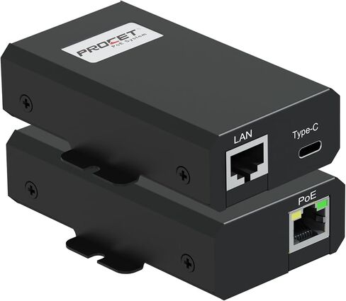 PROCET 2.5G PoE Splitter، 25W Gigabit PoE إلى USB C PD & RJ45 Ethernet لـ eero 6/7، نقطة وصول لاسلكية، كمبيوتر لوحي، iPad، Google TV، محور USB C، شاشة رقمية، محور منزلي ذكي in Saudi Arabia