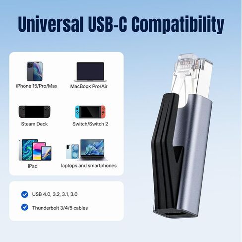 Mcbazel 1Gbps USB-C RJ45 Adapter, No Ethernet Cable Needed, Plug and Play in Saudi Arabia