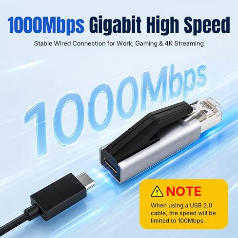 Mcbazel 1Gbps USB-C RJ45 Adapter, No Ethernet Cable Needed, Plug and Play in Saudi Arabia