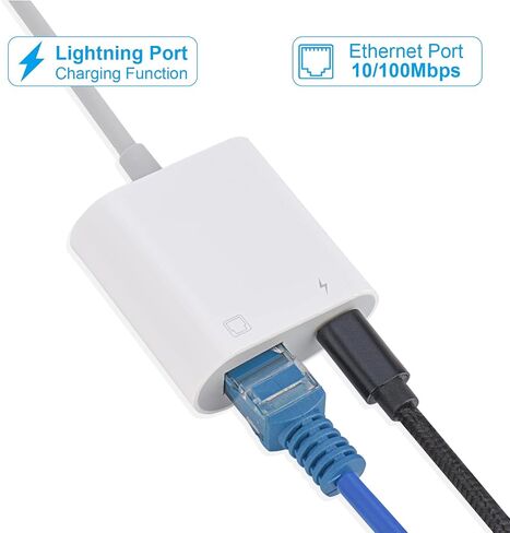 محول إيثرنت RJ45 للهاتف [متوافق مع معتمد من Apple MFi]، 10/100 ميجابت في الثانية، يدعم iOS 15، محول إيثرنت مع منفذ شحن in Kuwait