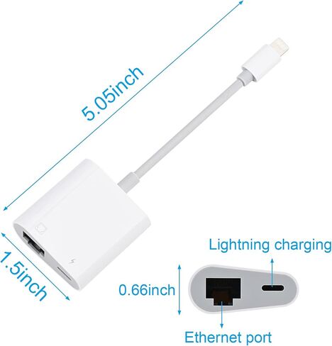 محول إيثرنت RJ45 للهاتف [متوافق مع معتمد من Apple MFi]، 10/100 ميجابت في الثانية، يدعم iOS 15، محول إيثرنت مع منفذ شحن in Kuwait