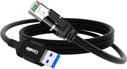 USB C to Ethernet Cable 15 FT, USB Type C to RJ45 Nylon Braided Cord, Gigabit Directly Connected, USB-C to Network Internet Adapter, Compatible with MacBook Pro, iPad Pro, Smartphone, Laptop, PC in Saudi Arabia