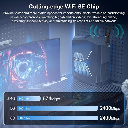 NEWFAST AX5400 USB WiFi 6 محول للكمبيوتر المكتبي ثلاثي الموجات USB 3.0 WiFi U353 in Saudi Arabia