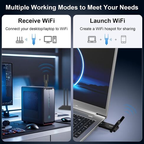 NEWFAST AX5400 USB WiFi 6 محول للكمبيوتر المكتبي ثلاثي الموجات USB 3.0 WiFi U353 in Saudi Arabia
