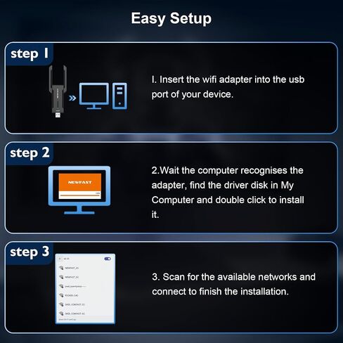 NEWFAST AX5400 USB WiFi 6 محول للكمبيوتر المكتبي ثلاثي الموجات USB 3.0 WiFi U353 in Saudi Arabia