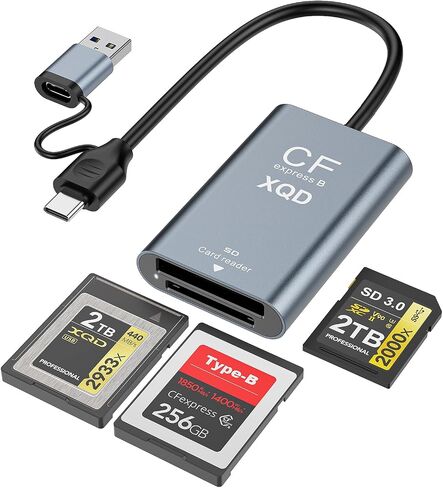 CFexpress Type B & XQD Card Reader with SD, USB C 3.2 Gen 2 10Gbps High Speed Dual Slot Memory Card Reader, Supports SD UHS-II/UHS-I, Aluminum Alloy in Saudi Arabia