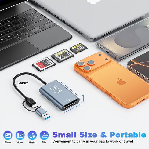 CFexpress Type B & XQD Card Reader with SD, USB C 3.2 Gen 2 10Gbps High Speed Dual Slot Memory Card Reader, Supports SD UHS-II/UHS-I, Aluminum Alloy in Saudi Arabia