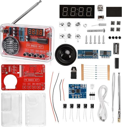 مجموعة راديو FM DIY من Diymore، مشروع إلكترونيات ممارسة اللحام، حافظة شفافة، مع PCB، مكبر صوت، شاشة رقمية، للمبتدئين وتعلم العلوم والتكنولوجيا والهندسة والرياضيات in Saudi Arabia