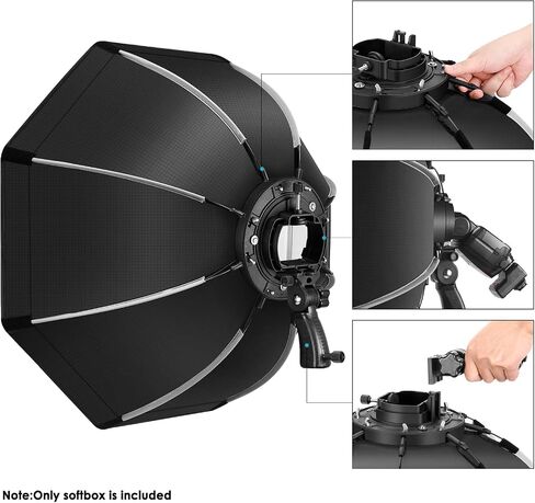NEEWER 26"/65cm Octagonal Softbox Quick Release, with S-Type Bracket Mount, Carrying Bag Compatible with NEEWER TT560 NW880 NW600 NW620 NW700 NW-670 750II and Q3 AD200Pro Flash Strobes, SF-RP26 in Saudi Arabia