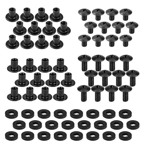 Black Chicago Screws, 72 Assorted Pieces of 1/4 & 3/8 Inch - for DIY Kydex and Leather Gun Holsters/Clips and Knife Sheaths, Includes Phillips Truss Heads + Open Slotted Fasteners + Rubber Washers in Saudi Arabia
