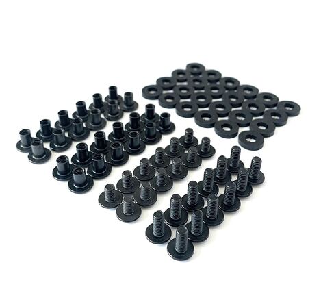 Black Chicago Screws, 72 Assorted Pieces of 1/4 & 3/8 Inch - for DIY Kydex and Leather Gun Holsters/Clips and Knife Sheaths, Includes Phillips Truss Heads + Open Slotted Fasteners + Rubber Washers in Saudi Arabia