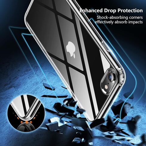 xiwxi for iPhone SE Case 2022/3rd/2020,iPhone 8/7 Case,with [2xTempered Glass Screen Protector] [ 360 Full Body Shockproof ] [Heavy Dropproof],Hard PC+Soft Silicone TPU+Glass Screen Phone case -Clear in Saudi Arabia