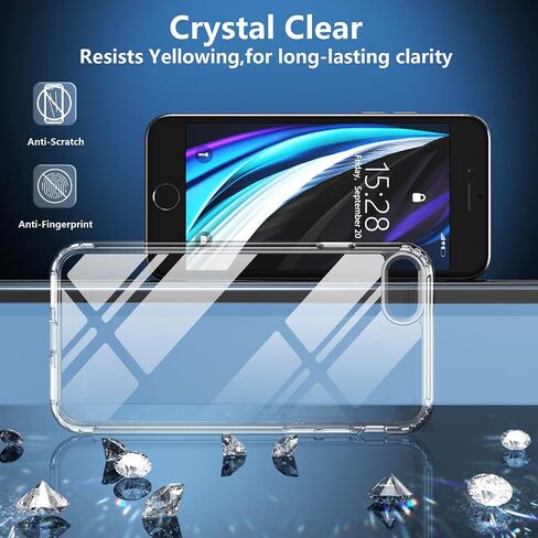 xiwxi for iPhone SE Case 2022/3rd/2020,iPhone 8/7 Case,with [2xTempered Glass Screen Protector] [ 360 Full Body Shockproof ] [Heavy Dropproof],Hard PC+Soft Silicone TPU+Glass Screen Phone case -Clear in Saudi Arabia