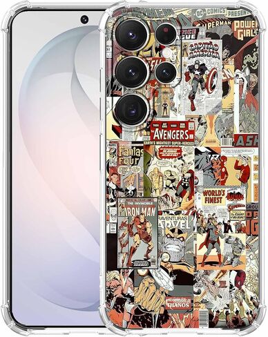 Case for Samsung Galaxy S26 Ultra with Superhero Design,Cartoon Comic Pop Culture Art Collage,Clear Soft TPU Bumper Phone Cover,6.9"(Hero,S26Ultra) in Saudi Arabia