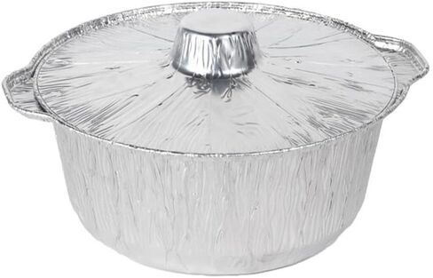 10pcs Disposable Aluminum Pot, Aluminum Foil Hot Pot, Disposable Round Aluminums Pan Heavy-Duty 11-Inch with Lid for Direct Flame and Grill for Camping, BBQ, Catering, and Takeout (large size) in Saudi Arabia