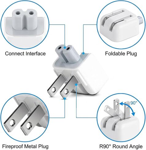 Wall Adapter Plug Folding Duck Head,US Standard Plug Duck Head Compatible with Mac Book/Maci Book/Phone/Pod AC Power Adapter (2 -Pack) in Saudi Arabia