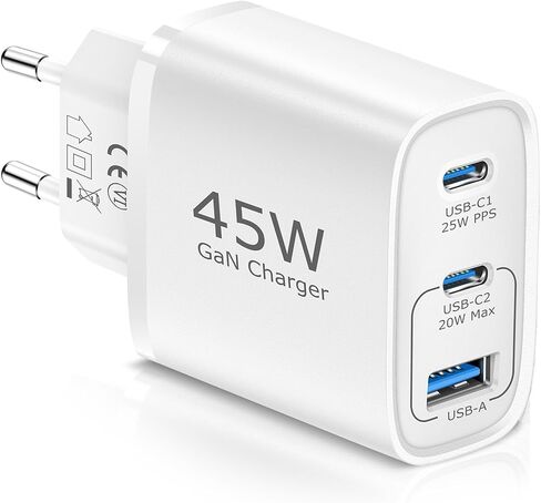 European Travel Plug Adapter,40W 4-Port USB C Wall Charger Plug Type C Fast Charging Block (White) in Saudi Arabia