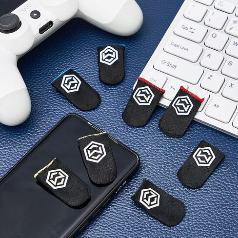 Jiuguva 120 Pcs Gaming Finger Sleeves with Pattern for Mobile Game Controllers Finger Sleeve Anti Sweat Play Controller Thumb Sleeve Breathable Thumb Covers Touchscreen(Multicolored) in Saudi Arabia