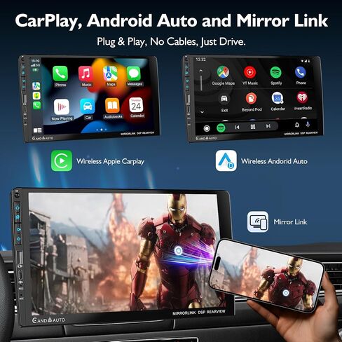 9" Single DIN Car Stereo with Wireless Apple CarPlay and Android Auto,UHD Car Radio IPS Touchscreen,1080P Back Camera,Mirror Link, Voice Control, Bluetooth 5.3,GPS,AM&FM,Type-C (9016-with Camera) in Saudi Arabia