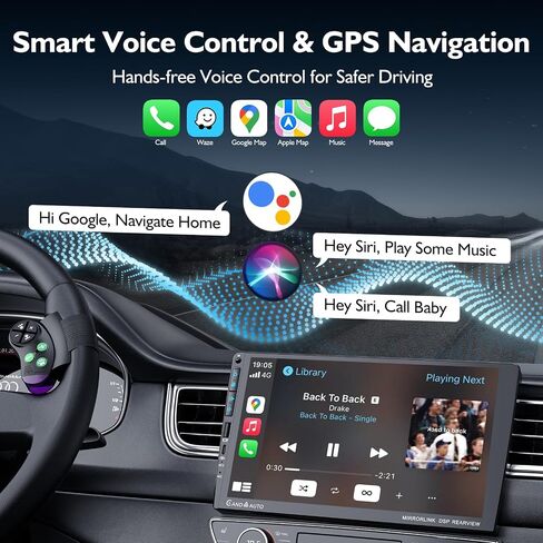 9" Single DIN Car Stereo with Wireless Apple CarPlay and Android Auto,UHD Car Radio IPS Touchscreen,1080P Back Camera,Mirror Link, Voice Control, Bluetooth 5.3,GPS,AM&FM,Type-C (9016-with Camera) in Saudi Arabia
