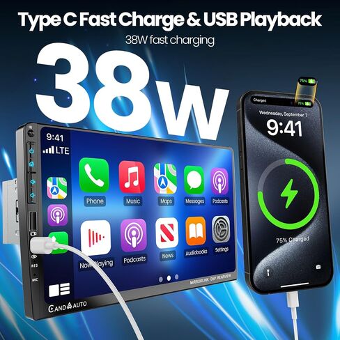 9" Single DIN Car Stereo with Wireless Apple CarPlay and Android Auto,UHD Car Radio IPS Touchscreen,1080P Back Camera,Mirror Link, Voice Control, Bluetooth 5.3,GPS,AM&FM,Type-C (9016-with Camera) in Saudi Arabia