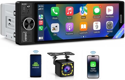 6.5" Wireless CarPlay Single Din Car Stereo,Touchscreen Car Radio in Saudi Arabia
