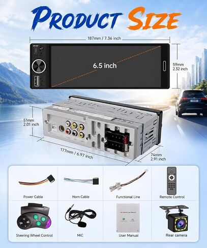 6.5" Wireless CarPlay Single Din Car Stereo,Touchscreen Car Radio in Saudi Arabia