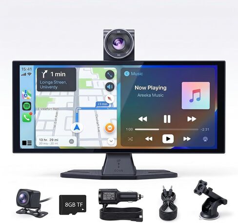 11" Carplay Screen for Car,4K Dash Cam,Car Tablet for Apple Android Auto,Rear Backup Camera,Voice Touch Control,GPS Navigation,Bluetooth,Portable Wireless Mirror for Truck in Saudi Arabia
