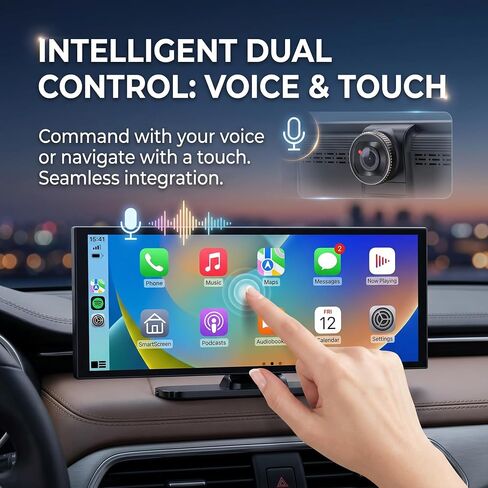11" Carplay Screen for Car,4K Dash Cam,Car Tablet for Apple Android Auto,Rear Backup Camera,Voice Touch Control,GPS Navigation,Bluetooth,Portable Wireless Mirror for Truck in Saudi Arabia