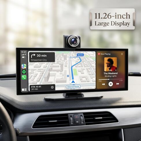 11" Carplay Screen for Car,4K Dash Cam,Car Tablet for Apple Android Auto,Rear Backup Camera,Voice Touch Control,GPS Navigation,Bluetooth,Portable Wireless Mirror for Truck in Saudi Arabia