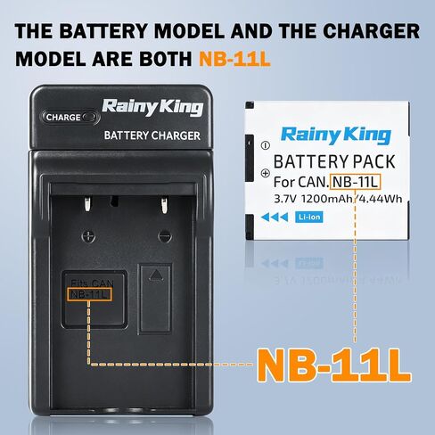 Rainy King NB-11L/NB-11LH Battery and Charger for Canon PowerShot ELPH 110 HS, ELPH 115 is, ELPH 120 is, ELPH 130 is, ELPH 135, ELPH 140 is, ELPH 150 is, ELPH 160, SX400 is, SX410 is, SX420 is in Saudi Arabia