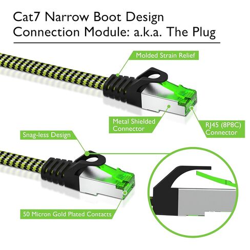 GEARit Cat 7 Ethernet Cable (25ft, 1-Pack) High Speed Nylon Braided Flat Internet Computer Patch Cord - Compatible Cat7/Cat6/Cat5e RJ45 LAN Router, Modem, Switch, Gaming - 25 feet in Saudi Arabia