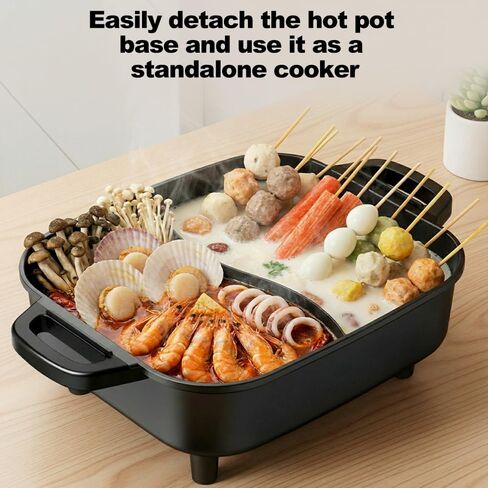 Electric Hot Pot and Grill Combo, Korean BBQ Indoor Smokeless Grill with Nonstick Surface,Large Tabletop Cooker for Family & Party, Includes Cooking Tool Set (Ladle, Strainer, Tongs, Oil Brush) in Saudi Arabia