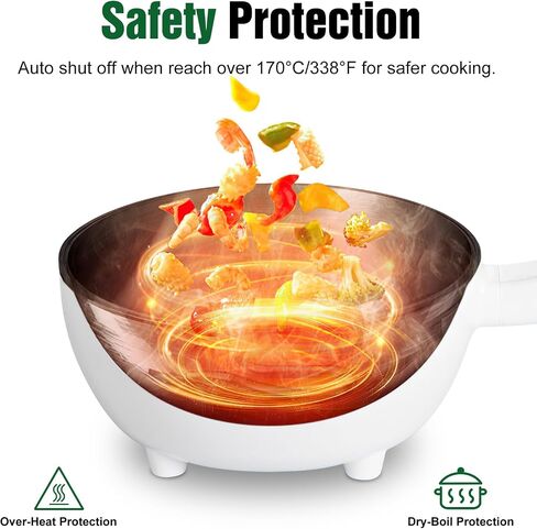 Hot Pot Electric with Steamer, 3L Non-Stick Frying Pan, Rapid Noodles Cooker Electric Pot for Steak, Egg, Fried Rice, Ramen, Soup with 2 Heating Power, Spatula in Saudi Arabia