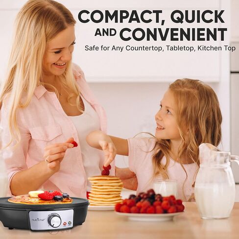 NutriChef Electric Griddle & Crepe Maker | Nonstick 12 Inch Hot Plate Cooktop | Adjustable Temperature Control | Batter Spreader & Wooden Spatula | Used Also For Pancakes, Blintzes & Eggs in Saudi Arabia