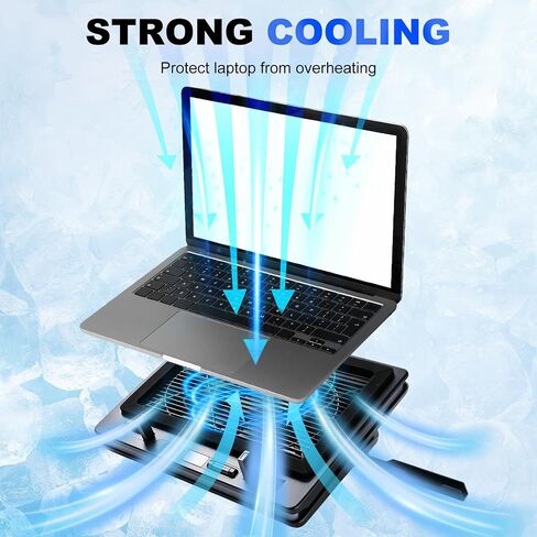 Gaming Laptop Cooling Pad, RGB Laptop Cooler with Powerful Turbo Fan, Ultra Quiet Laptop Fan Stand with LED Light, 8-Level Height Adjustable, Compatible with 15-17 Inch Gaming Laptops, Black in Saudi Arabia