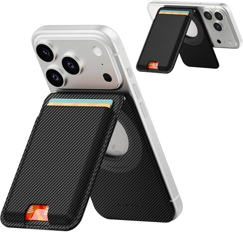 Sinjimoru Magnetic Wallet Stand for MagSafe, 3-Card Holder, Black in Saudi Arabia