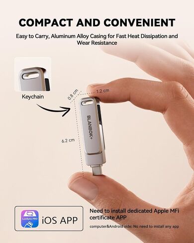 MFi Certified 512GB iPhone Photo Stick, High-Speed USB Flash Drive Memory Storage for Video Backup, Compatible for iPhone/iPad/Android/PC (Silver) in Saudi Arabia