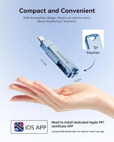 MFi Certified 250GB Flash Drive for iPhone Photo Stick Thumb Drive, USB Memory Stick iPhone Flash Drive for Photos, High Speed Jump Drive External Storage for iPhone/iPad/Android/PC (Light Blue) in Saudi Arabia