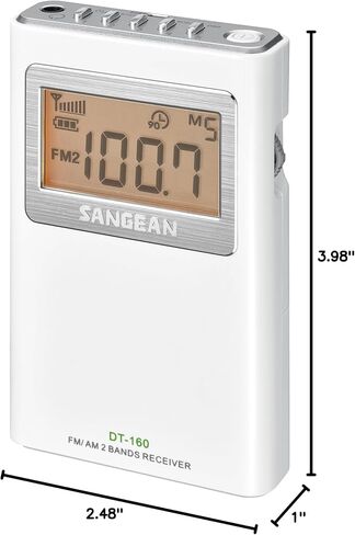 SANGEAN DT-160 AM/FM Stereo Pocket Radio with up to 100 Operating Hours on 2 AA Batteries (White) in Saudi Arabia