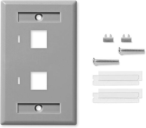 NavePoint Keystone Jack Wall Plate 2-Port, Low Profile, Single Gang, Gray, 10-Pack in Saudi Arabia