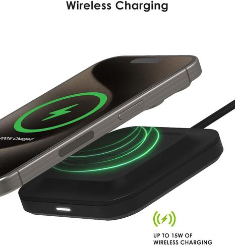 Mophie Universal Wireless Charge Pad - 15W Fast Charging for Qi-Enabled Devices, iPhone, Google Pixel, Samsung Galaxy - Desktop & Nightstand Essential in Saudi Arabia