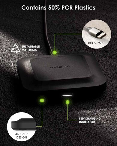 Mophie Universal Wireless Charge Pad - 15W Fast Charging for Qi-Enabled Devices, iPhone, Google Pixel, Samsung Galaxy - Desktop & Nightstand Essential in Saudi Arabia