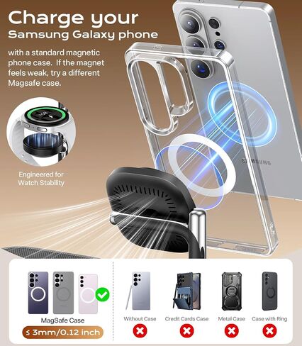 محطة شحن Meifigno 25W 5 في 1 لجهاز Galaxy S26 Ultra مع مكبر صوت بلوتوث/ساعة منبه/إضاءة ليلية، شاحن لاسلكي مغناطيسي سريع Qi2.2 مع محول 45W لـ S26/Z Fold7، لساعة Galaxy Watch 8/Buds in Saudi Arabia
