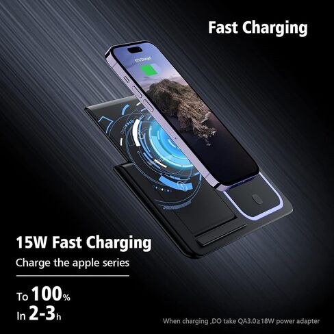 قاعدة شحن لاسلكية 3 في 1، حامل شاحن لاسلكي لهاتف iPhone17 16e 16 15 14 Pro Max 13 12 11، قاعدة شحن لأجهزة AirPods 4 3 2 Pro، وساعة Apple 11/10/9/Ultra/8/SE/7/6/5/4/3 in Saudi Arabia
