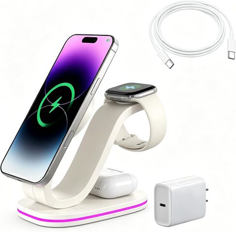 2026 محطة شحن جديدة سريعة 15 وات 3 في 1 لهاتف iPhone المغناطيسي المتوافق in Saudi Arabia