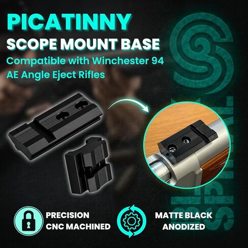 2-Piece Picatinny Scope Mount Base Compatible with Winchester 94 AE Angle Eject, CNC Machined Aluminum Rail Set, Matte Black Anodized, Low Profile Optics Mount with Screws Included in Saudi Arabia