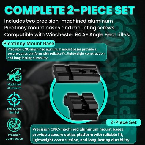 2-Piece Picatinny Scope Mount Base Compatible with Winchester 94 AE Angle Eject, CNC Machined Aluminum Rail Set, Matte Black Anodized, Low Profile Optics Mount with Screws Included in Saudi Arabia